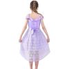Sunny Fashion Girls Dress Purple Off Shoulder Hi-Low Skirt Bridesmaid Size 7-14(Purple)
