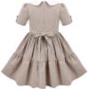 Sunny Fashion Girls Dress Purple Rainbow White Collar Casual Birthday Size 5-10(Brown White Collar)