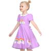 Sunny Fashion Girls Dress Purple Rainbow White Collar Casual Birthday Size 5-10(Purple Rainbow)