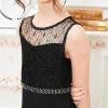 Sunny Fashion Girls Dress Rhinestone Chiffon Bridesmaid Dance Ball Maxi Gown(Black)