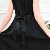 Sunny Fashion Girls Dress Rhinestone Chiffon Bridesmaid Dance Ball Maxi Gown(Black)