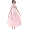 Sunny Fashion Girls Dress Rhinestone Chiffon Bridesmaid Dance Ball Maxi Gown(Blush Pink)