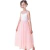 Sunny Fashion Girls Dress Rhinestone Chiffon Bridesmaid Dance Ball Maxi Gown(Blush Pink)