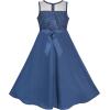 Sunny Fashion Girls Dress Rhinestone Chiffon Bridesmaid Dance Ball Maxi Gown(Classic Blue)
