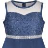 Sunny Fashion Girls Dress Rhinestone Chiffon Bridesmaid Dance Ball Maxi Gown(Classic Blue)