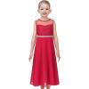 Sunny Fashion Girls Dress Rhinestone Chiffon Bridesmaid Dance Ball Maxi Gown(Dark Red)