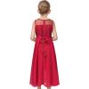 Sunny Fashion Girls Dress Rhinestone Chiffon Bridesmaid Dance Ball Maxi Gown(Dark Red)