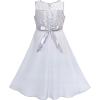 Sunny Fashion Girls Dress Rhinestone Chiffon Bridesmaid Dance Ball Maxi Gown(Elegant Gray)