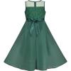 Sunny Fashion Girls Dress Rhinestone Chiffon Bridesmaid Dance Ball Maxi Gown(Green)