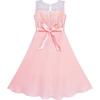 Sunny Fashion Girls Dress Rhinestone Chiffon Bridesmaid Dance Ball Maxi Gown(Light Coral Pink)