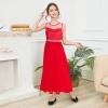 Sunny Fashion Girls Dress Rhinestone Chiffon Bridesmaid Dance Ball Maxi Gown(Red)