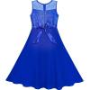 Sunny Fashion Girls Dress Rhinestone Chiffon Bridesmaid Dance Ball Maxi Gown(Sapphire Blue)