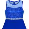 Sunny Fashion Girls Dress Rhinestone Chiffon Bridesmaid Dance Ball Maxi Gown(Sapphire Blue)