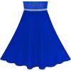 Sunny Fashion Girls Dress Rhinestone Chiffon Bridesmaid Dance Ball Maxi Gown(Sapphire Blue)