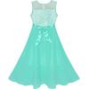 Sunny Fashion Girls Dress Rhinestone Chiffon Bridesmaid Dance Ball Maxi Gown(Turquoise)