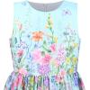 Sunny Fashion Girls Dress Rose Flower Print Embroidery Purple(Blue Flower)