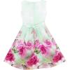 Sunny Fashion Girls Dress Rose Flower Print Embroidery Purple(Green)