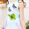 Sunny Fashion Girls Dress Rose Flower Print Embroidery Purple(Multi-color)
