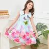 Sunny Fashion Girls Dress Rose Flower Print Embroidery Purple(Multi-color)