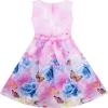 Sunny Fashion Girls Dress Rose Flower Print Embroidery Purple(Purple)