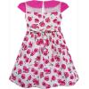 Sunny Fashion Girls Dress Rose Flower Turn-Down Collar Lace Pink