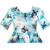 Sunny Fashion Girls Dress Satin Blue Sky City Building Print