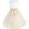 Sunny Fashion Girls Dress Shinning Sequins Beige Tulle Layers Wedding Pageant(Champagne 4)