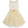 Sunny Fashion Girls Dress Shinning Sequins Beige Tulle Layers Wedding Pageant(Champagne 5)