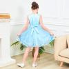 Sunny Fashion Girls Dress Shinning Sequins Beige Tulle Layers Wedding Pageant(Sky Blue)