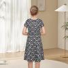 Sunny Fashion Girls Dress Short Sleeve Casual Summer Sundress(Black Polka Dot)