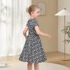 Sunny Fashion Girls Dress Short Sleeve Casual Summer Sundress(Black Polka Dot)