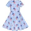 Sunny Fashion Girls Dress Short Sleeve Casual Summer Sundress(Blue Flag)