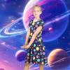 Sunny Fashion Girls Dress Short Sleeve Casual Summer Sundress(Blue Galaxy)