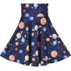 Sunny Fashion Girls Dress Short Sleeve Casual Summer Sundress(Blue Planets)