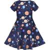 Sunny Fashion Girls Dress Short Sleeve Casual Summer Sundress(Blue Planets)