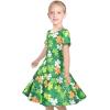 Sunny Fashion Girls Dress Short Sleeve Casual Summer Sundress(Green Four Leaf)