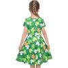 Sunny Fashion Girls Dress Short Sleeve Casual Summer Sundress(Green Four Leaf)