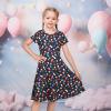 Sunny Fashion Girls Dress Short Sleeve Casual Summer Sundress(Rainbow Polka Dot)
