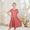 Sunny Fashion Girls Dress Short Sleeve Casual Summer Sundress(Rust Red)