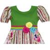 Sunny Fashion Girls Dress Short Sleeve Princess Flower Print Green Size 4-10