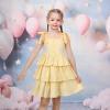 Sunny Fashion Girls Dress Spaghetti Gingham Ruffle Light Yellow Plaid Casual(Yellow)