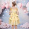 Sunny Fashion Girls Dress Spaghetti Gingham Ruffle Light Yellow Plaid Casual(Yellow)