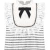 Sunny Fashion Girls Dress Striped Crochet Tweed Lace Trim Bow Sleeveless Summer Holiday Casual(White)