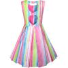 Sunny Fashion Girls Dress Striped Heart Shape Back Blue Party Size 4-8