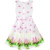 Sunny Fashion Girls Dress Sunflower Bubble Lily Flower Garden Print