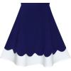 Sunny Fashion Girls Dress Swing School Bow Tie Sailor Collar Short Sleeve(Blue)