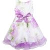 Sunny Fashion Girls Dress Tulle Bridal Lace with Flower Detailing Purple 4-14(Purple)