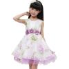 Sunny Fashion Girls Dress Tulle Bridal Lace with Flower Detailing Purple 4-14(Purple)