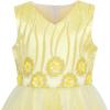Sunny Fashion Girls Dress Tulle Bridal Lace with Flower Detailing Purple 4-14(Yellow)