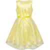 Sunny Fashion Girls Dress Tulle Bridal Lace with Flower Detailing Purple 4-14(Yellow)